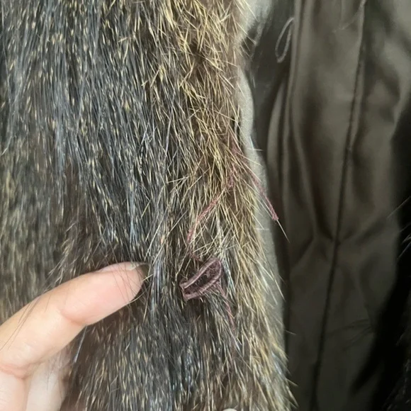 Women’s brown fox fur long coat. Style raincoat - Picture 6 of 10